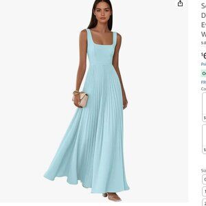 Square neck Chiffon Dress A-lIne with pleats Size 6